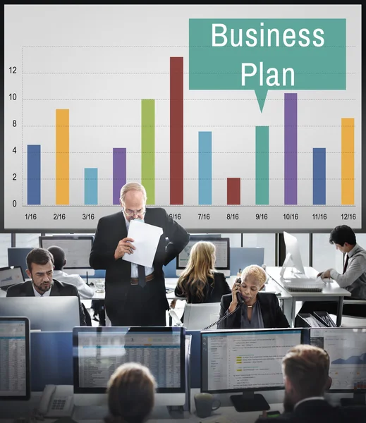 Business workers and Business Plan — Stock Photo, Image