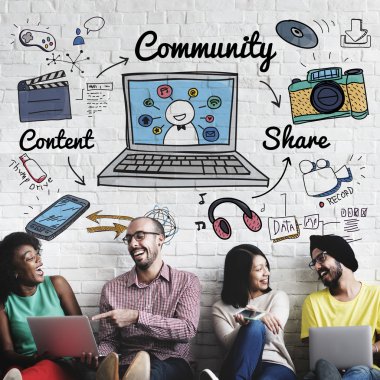 çeşitlilik arkadaş topluluğu ile duvarının yakınında