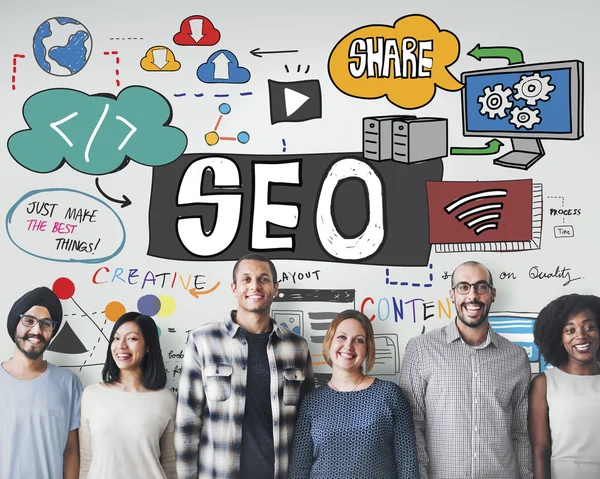 Diversity people with seo — Stock Photo, Image