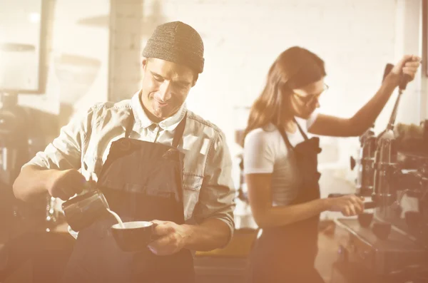 Baristas preparing coffee — Stock Photo, Image