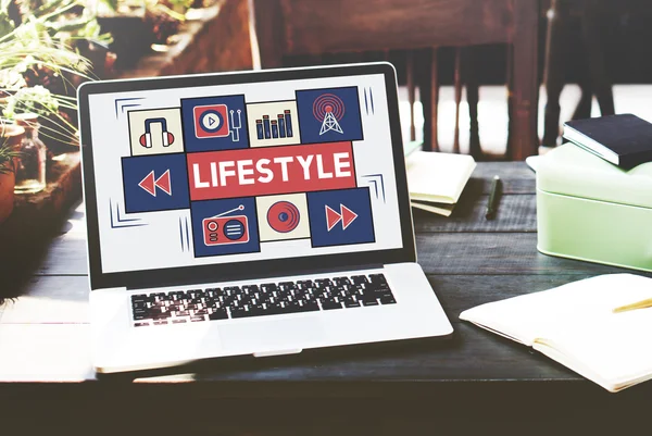 Switched on laptop on table — Stock Photo, Image