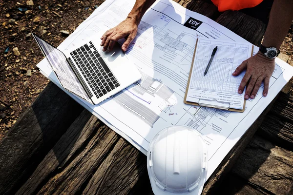 Bauarbeiterplanung — Stockfoto