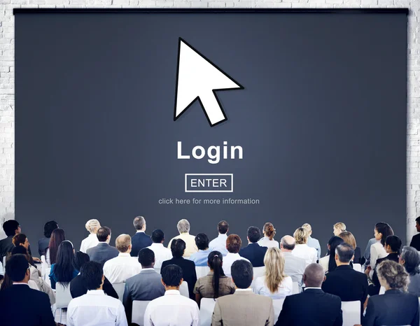 People at the seminar and Log In Concept — Stock Photo, Image