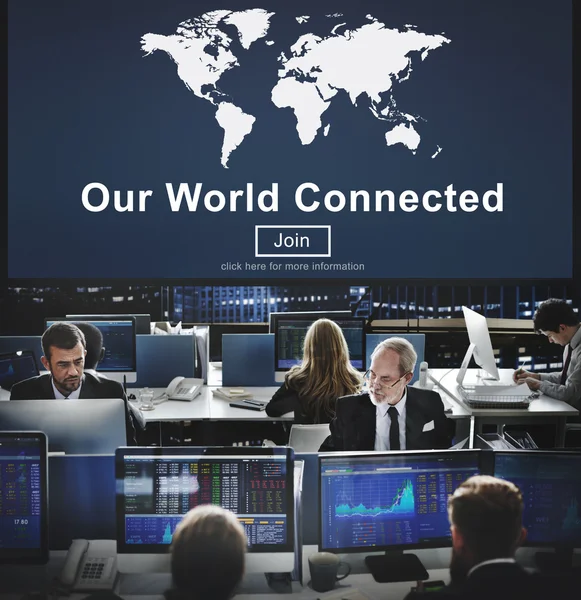 Werknemers van het bedrijf en onze wereld verbonden — Stockfoto