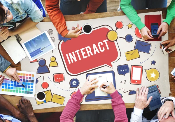 Interact, concept de réseau social — Photo