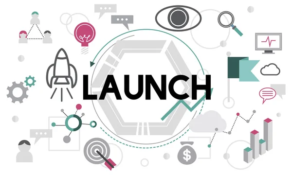 Template with launch concept — Stock Photo, Image