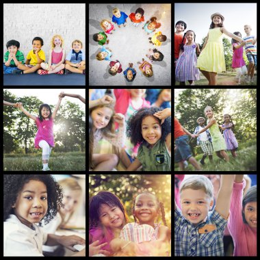 Çeşitli çocuklarla kolaj