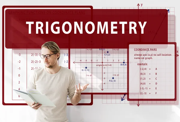 Affärsman med trigonometri — Stockfoto