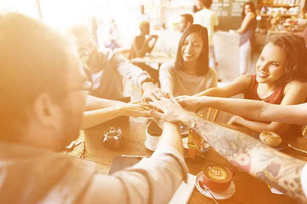 Happy Friends shaking hands — Stock Photo, Image