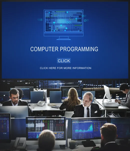 İş işçi ve bilgisayar programlama — Stok fotoğraf