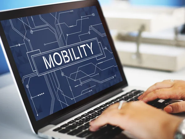 Computer with Mobility on monitor — Stock Photo, Image