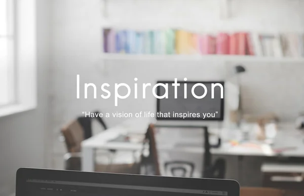 Grafische tekst inspiratie en office kamer — Stockfoto