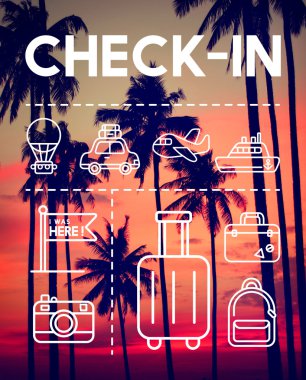 Siluet Hindistan cevizi hurma ağacı