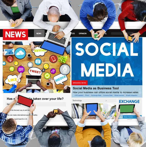 Соціальні медіа, концепція мережевого зв'язку — стокове фото