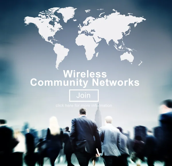 Επιχειρηματίες και ασύρματα κοινοτικά δίκτυα έννοια — Φωτογραφία Αρχείου