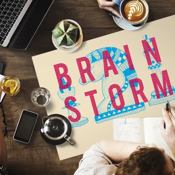 Beyin fırtınası ile posteri ile tablo — Stok fotoğraf