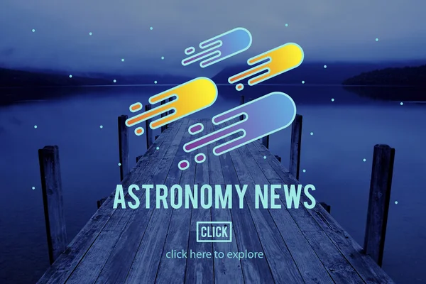 Ícones de texto e astronomia — Fotografia de Stock