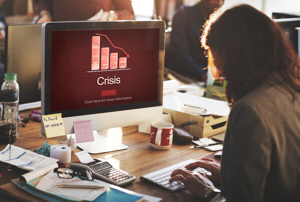 businesswoman looking on monitor