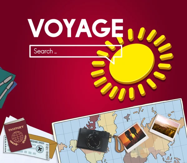 Voyage szó és keresés — Stock Fotó