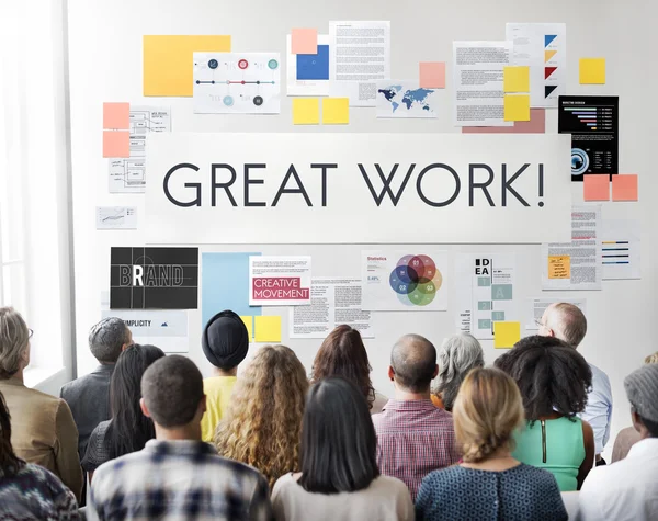 People at seminar with Great Work — Stock Photo, Image