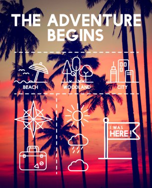 Siluet Hindistan cevizi hurma ağacı