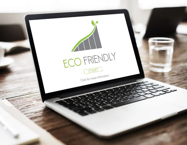 Eco friendly text on screen of computer — Stock Photo, Image