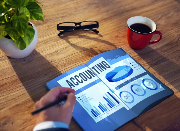 Businessman Writing About Accounting Concept — Fotografie, imagine de stoc
