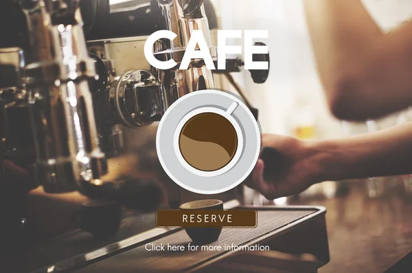 Barista met koffiemachine in café — Stockfoto