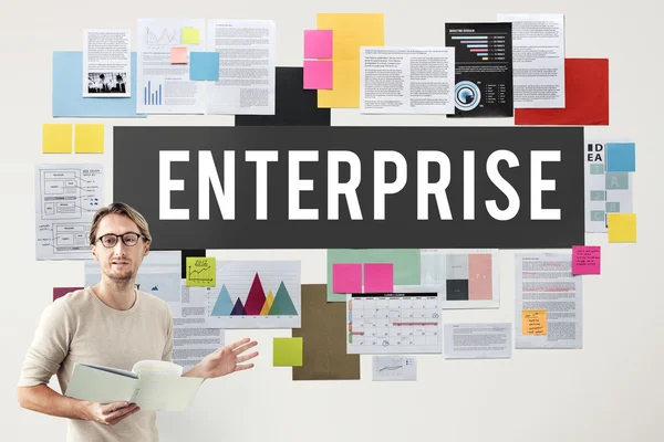 Biznesmen pracę z enterprise — Zdjęcie stockowe