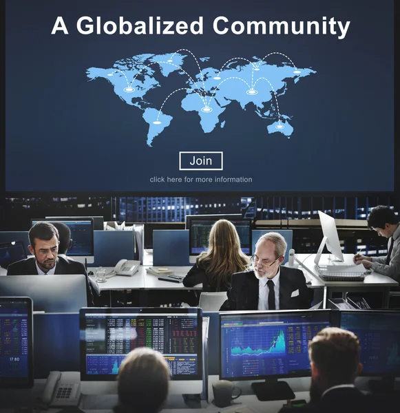 Werknemers van het bedrijf en een geglobaliseerd communautaire — Stockfoto