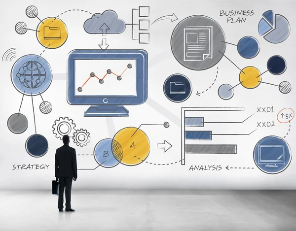 Hombre de negocios y concepto de plan de negocio —  Fotos de Stock