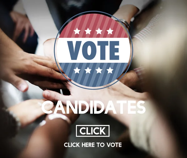 Mensen met handen samen en kandidaten — Stockfoto