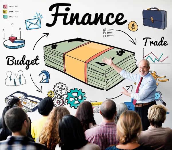 People at seminar with finance — Stock Photo, Image