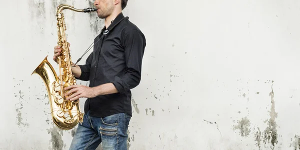 Musician Playing Saxophone — Stock Photo, Image