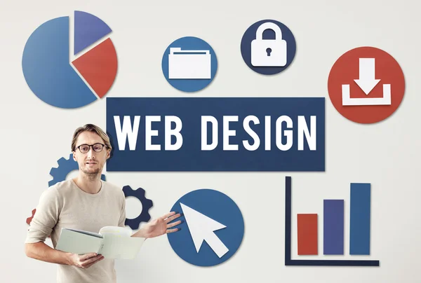 Empresario que trabaja con Diseño Web — Foto de Stock