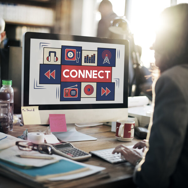 business woman looking on monitor
