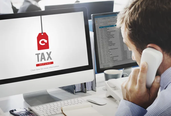 Businessman Working with Tax At Office — Stock Photo, Image