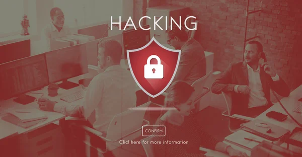 Personer som arbetar och Hacking koncept — Stockfoto
