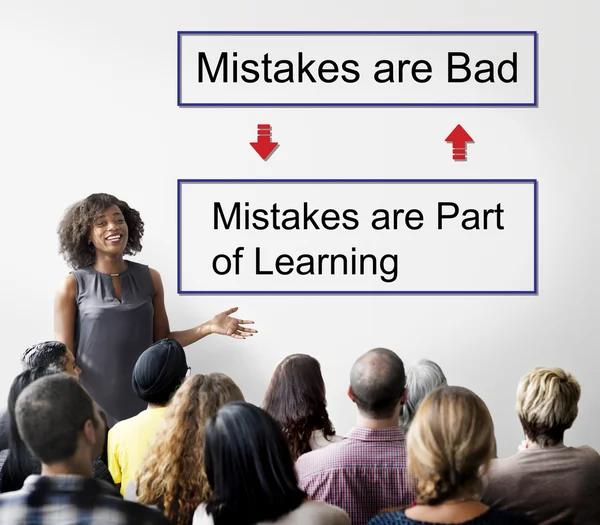 People at seminar with mistakes — Stock Photo, Image