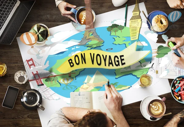 Πίνακας με την αφίσα με το Bon Voyage — Φωτογραφία Αρχείου
