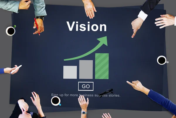Pessoas de negócios apontando para o conceito de visão — Fotografia de Stock