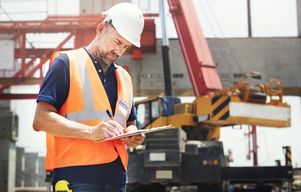 Engineer Worker with plan — Stock Photo, Image