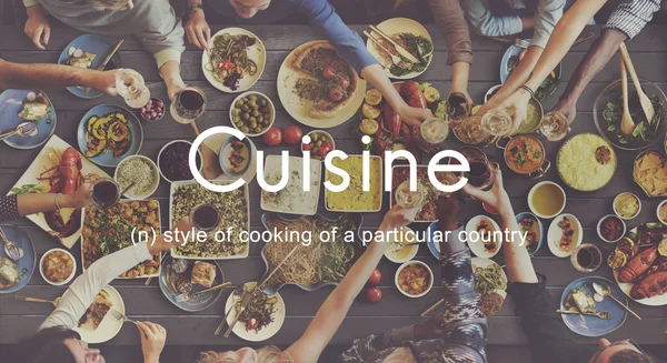 People and food with Cuisine — Stock Photo, Image