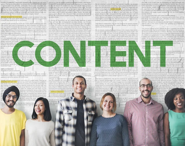 Diversity people with content — Stock Photo, Image