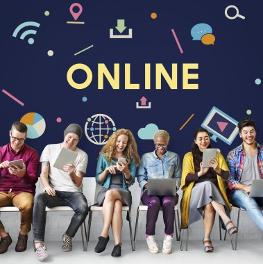 Çeşitlilik insanlar ve bağlantı Online kavramı