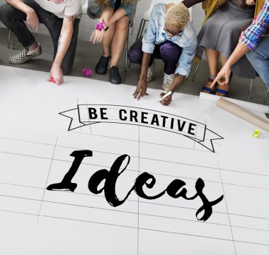 Kattaki insanlar çizim afiş