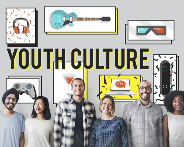 Mångfald människor med ungdomskultur — Stockfoto