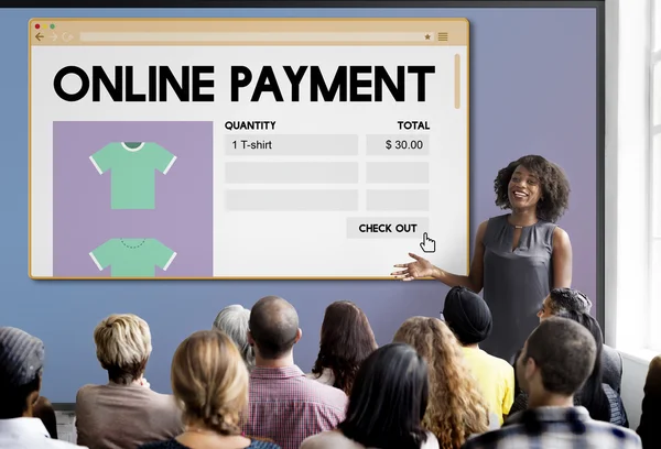 People at seminar with Online Payment — Stock Photo, Image