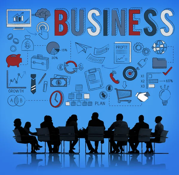 Siluetas Business People en la reunión corporativa —  Fotos de Stock
