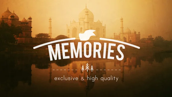 Memories text on taj mahal background — Stock Photo, Image